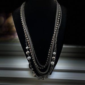 2 ITEMS  Vintage Silver tone Monet bangle bracelet and 6 assorted chain necklace